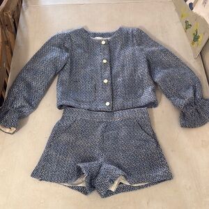 Janie and Jack Blue Tweed shorts and blazer size 7